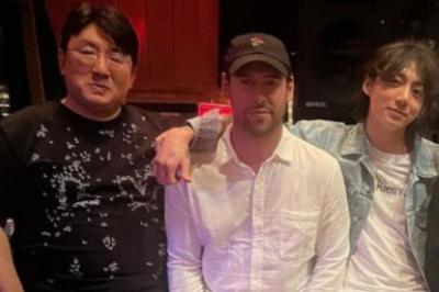 Jungkook e criador do BTS são flagrados em estúdio com Scooter Braun
